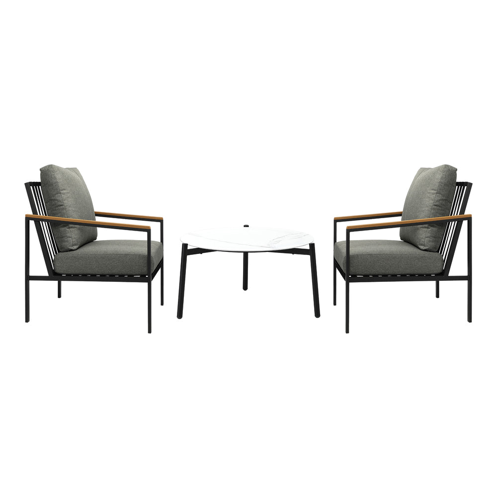  3/5PC Outdoor Patio Set White 70cm Coffee Table Sofa Chair