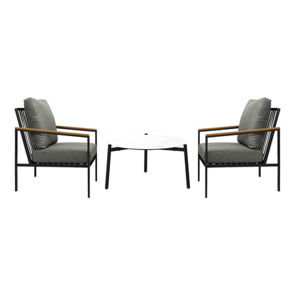  3/5PC Outdoor Patio Set White 70cm Coffee Table Sofa Chair