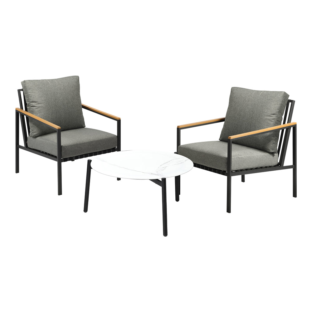  3/5PC Outdoor Patio Set White 70cm Coffee Table Sofa Chair
