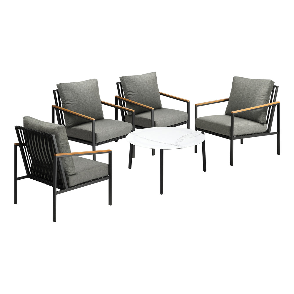  3/5PC Outdoor Patio Set White 70cm Coffee Table Sofa Chair