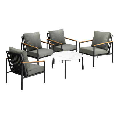  3/5PC Outdoor Patio Set White 70cm Coffee Table Sofa Chair
