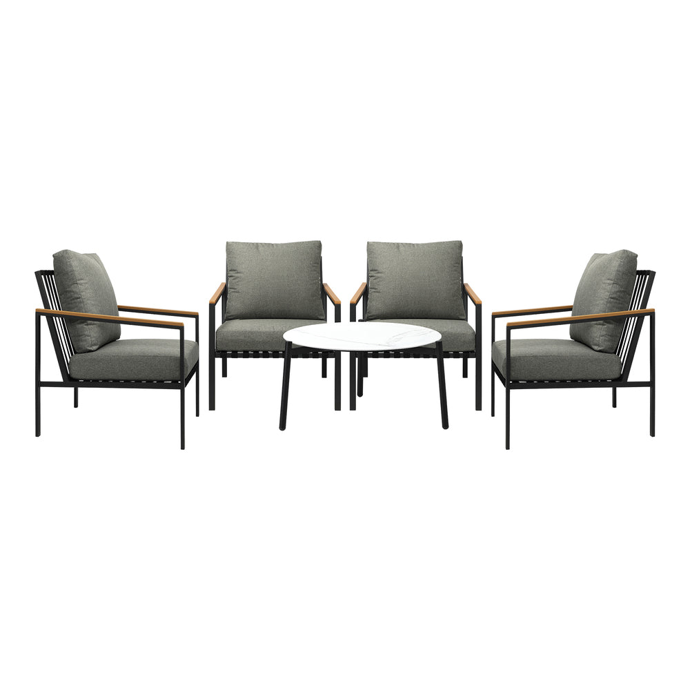  3/5PC Outdoor Patio Set White 70cm Coffee Table Sofa Chair