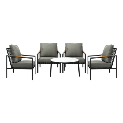  3/5PC Outdoor Patio Set White 70cm Coffee Table Sofa Chair
