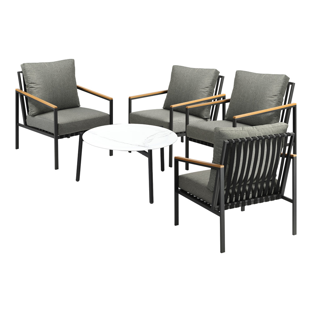 3/5PC Outdoor Patio Set White 70cm Coffee Table Sofa Chair