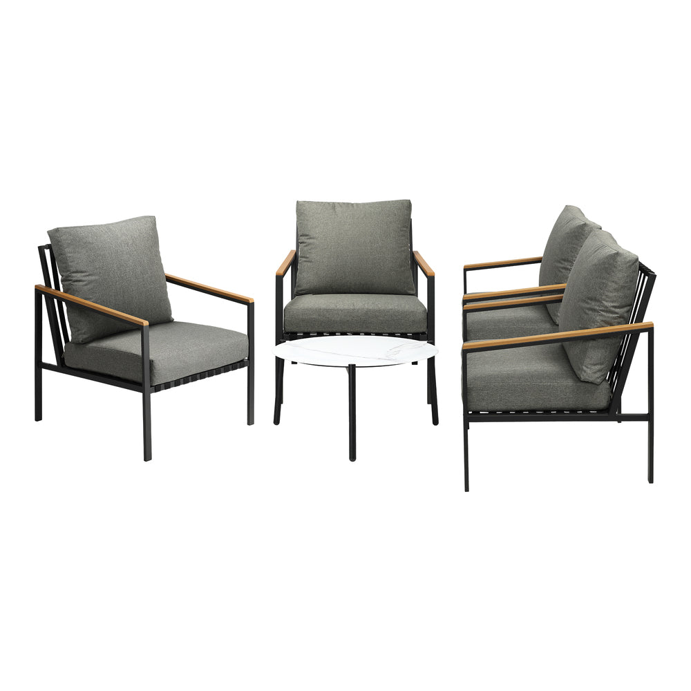  3/5PC Outdoor Patio Set White 70cm Coffee Table Sofa Chair