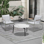3PCS Outdoor Bistro Set Patio Chair 50cm Coffee Table Textilene