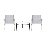 3PCS Outdoor Bistro Set Patio Chair 50cm Coffee Table Textilene