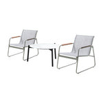 3PCS Outdoor Bistro Set Patio Chair 50cm Coffee Table Textilene