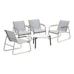 Outdoor Patio Set 70cm Round Table with 4x Chairs Garden Furniture Set Grey