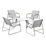 Outdoor Patio Set 70cm Round Table with 4x Chairs Garden Furniture Set Grey