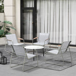 Outdoor Patio Set 70cm Round Table with 4x Chairs Garden Furniture Set Grey