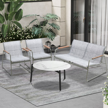Outdoor Lounge Set 4 Seater Patio Chairs 70cm White Table