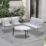 Outdoor Lounge Set 4 Seater Patio Chairs 70cm White Table