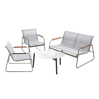 Outdoor Lounge Set 4 Seater Patio Chairs 70cm White Table