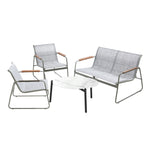 Outdoor Lounge Set 4 Seater Patio Chairs 70cm White Table