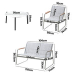 Outdoor Lounge Set 4 Seater Patio Chairs 70cm White Table