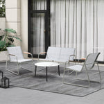 Outdoor Lounge Set 4 Seater Patio Chairs 70cm White Table