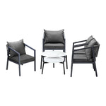 6PCS Outdoor Patio Set White 70cm Coffee Table Set Grey/White Chairs