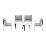 6PCS Outdoor Patio Set White 70cm Coffee Table Set Grey/White Chairs