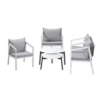 6PCS Outdoor Patio Set White 70cm Coffee Table Set Grey/White Chairs