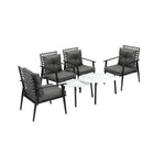 6pc Outdoor Lounge Sets White/Black Round Tables 4pc Rattan Chairs