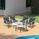 6pc Outdoor Lounge Sets White/Black Round Tables 4pc Rattan Chairs