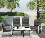 6pc Outdoor Lounge Sets White/Black Round Tables 4pc Rattan Chairs