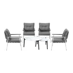 6 Piece Outdoor Patio Set White/Black Table Set Black Armchairs