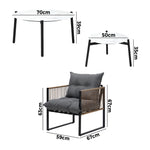 6PCS Outdoor Patio Set with Rattan Chairs & Grey Coffee Table for Garden