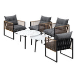 6PCS Outdoor Patio Set with Rattan Chairs & Grey Coffee Table for Garden