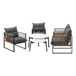 6PCS Outdoor Patio Set with Rattan Chairs & Grey Coffee Table for Garden