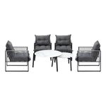 6PCS Outdoor Patio Set Grey &White Coffee Table Set Lounge Chairs