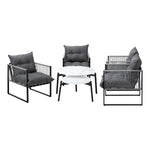 6PCS Outdoor Patio Set Grey &White Coffee Table Set Lounge Chairs