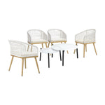 6PCS Outdoor Patio Set White Table Sets Polyester Chair Rope