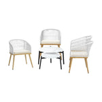 6PCS Outdoor Patio Set White Table Sets Polyester Chair Rope