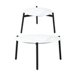 6PC Outdoor Patio Set Round White Marble Table Sets with Chairs