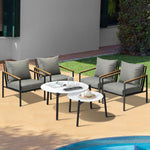 6PCS Outdoor Lounge Set White 50/70cm Coffee Table Chairs