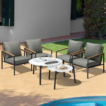 Outdoor Patio Lounge Set White 50/70cm Coffee Table Set Chairs