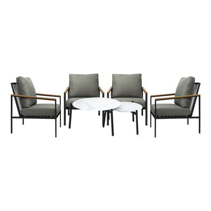 Outdoor Patio Lounge Set White 50/70cm Coffee Table Set Chairs