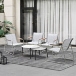 6PCS Outdoor Patio Set 4x Chairs with Coffee Table Textilene Garden Set