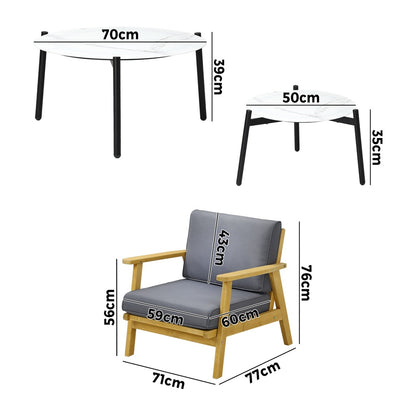 Outdoor Lounge Set 2pc White Coffee Side Table Sets with Chairs