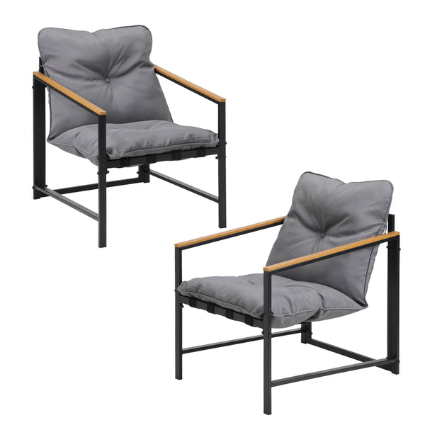  2 Piece Outdoor Armchair Lounge Sofa Black