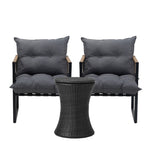 Outdoor Patio Set Ice Bucket Black & Brown Table Rattan Bistro Set 3pcs