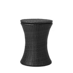 Outdoor Patio Set Ice Bucket Black & Brown Table Rattan Bistro Set 3pcs