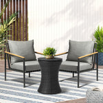 Outdoor Patio Set Ice Bucket Black Table Sofa Setting 3pcs