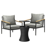 Outdoor Patio Set Ice Bucket Black Table Sofa Setting 3pcs