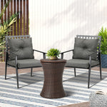 Outdoor Furniture Setting Ice Bucket Black/Brown Table 2 Seater