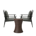 Outdoor Furniture Setting Ice Bucket Black/Brown Table 2 Seater