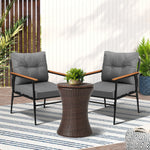 Outdoor Lounge Setting Ice Bucket Black/Brown Table 2 Seater