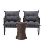 Outdoor Patio Set Ice Bucket Black & Brown Table Rattan Bistro Set 3pcs